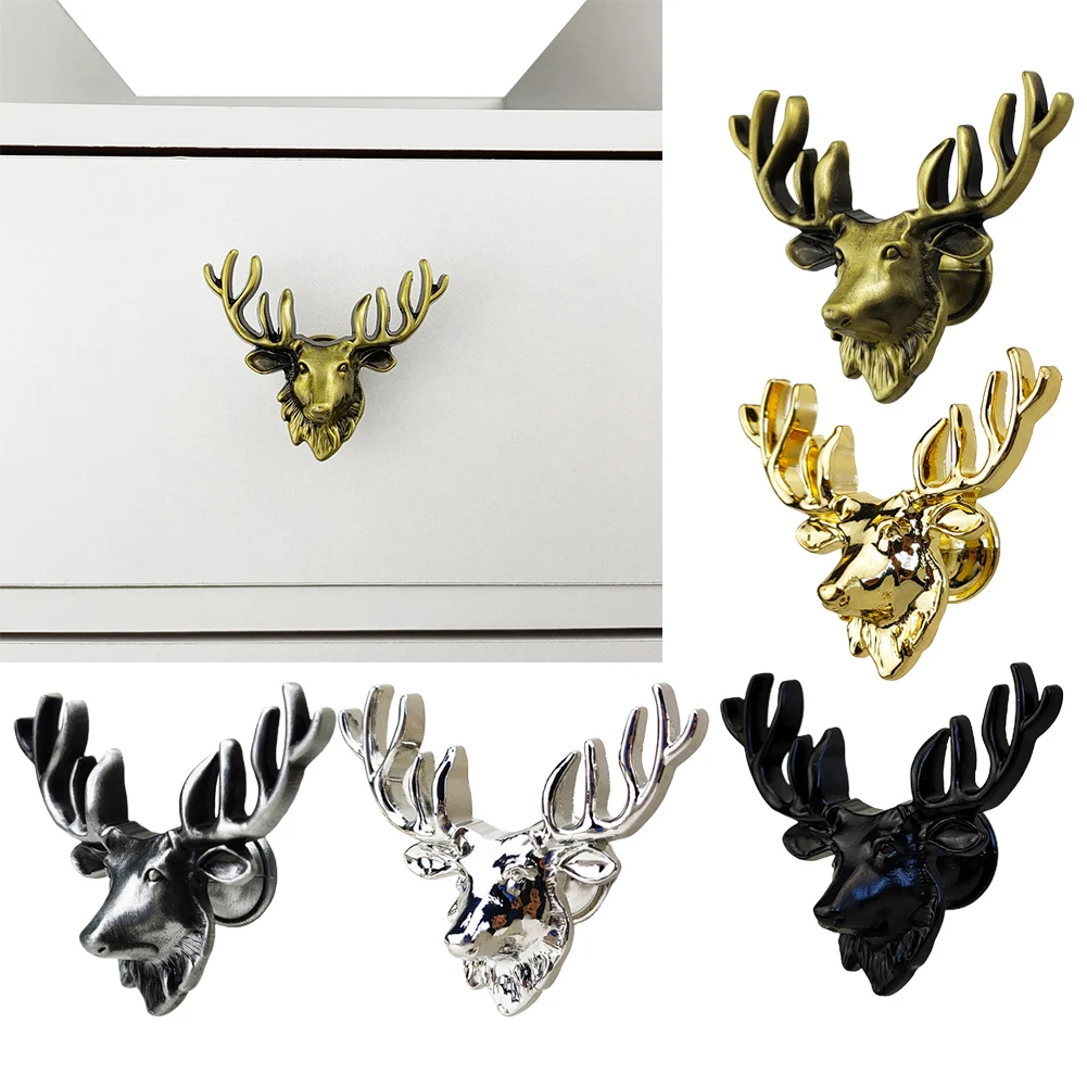 

1Pc Cabinets Handle Furniture Handle Cabinet Knob Animal Shape Reindeer Zinc Alloy Spare Tools For Children Room