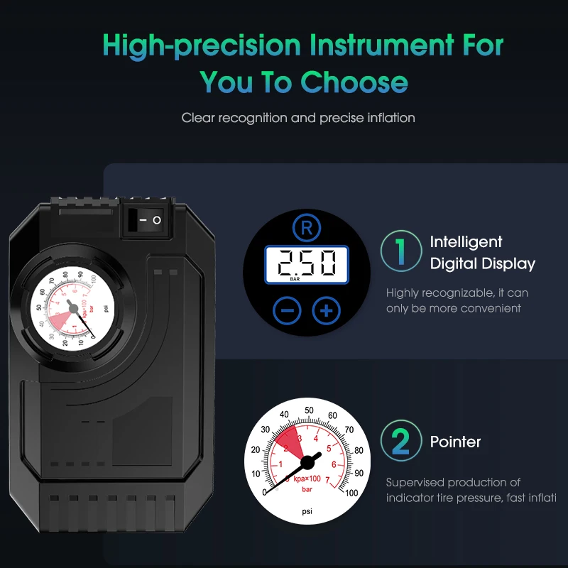 Воздушный Автомобильный Компрессор CARSUN насос для накачки шин портативный