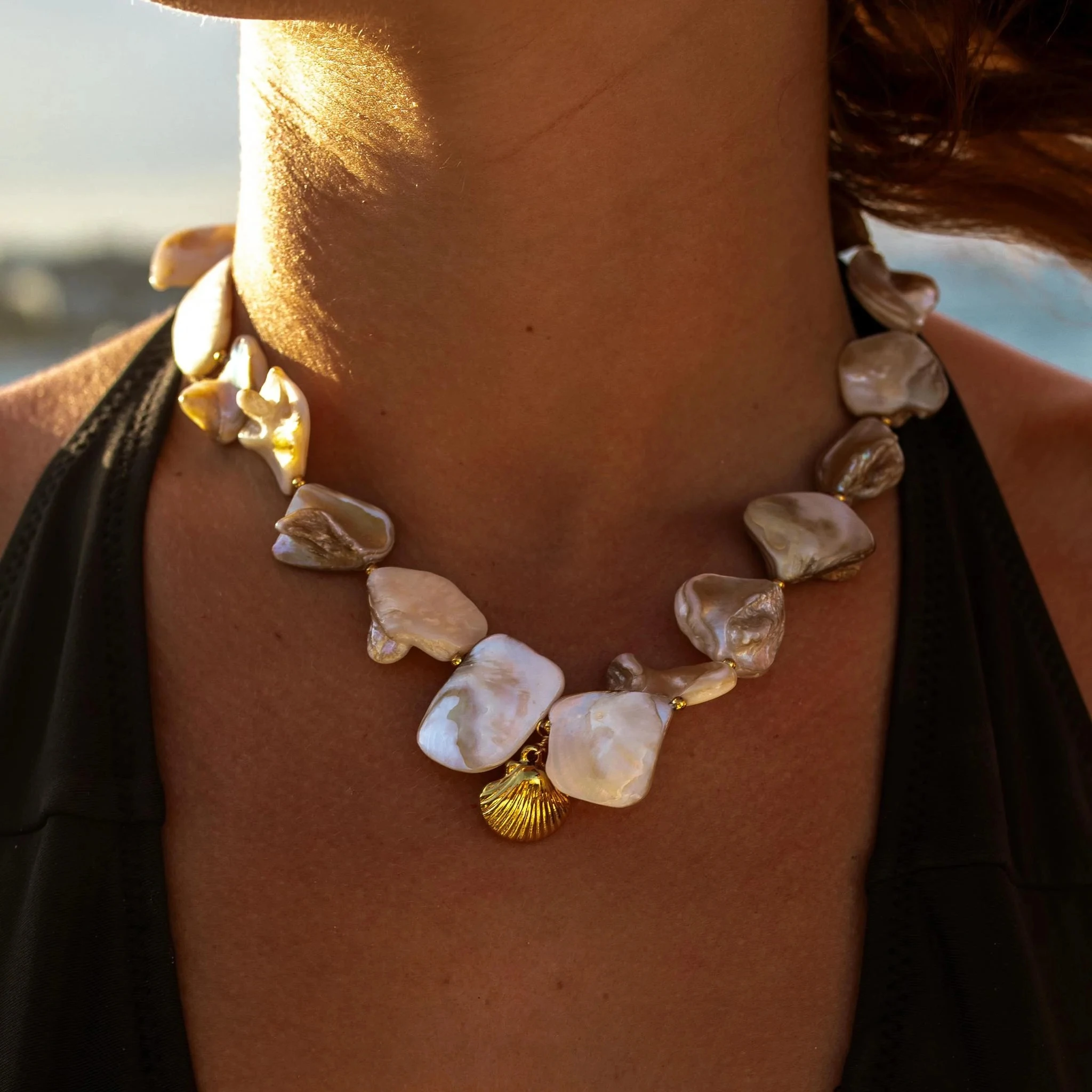 Женское ожерелье с ракушками винтажное Элегантное бусинами простое для