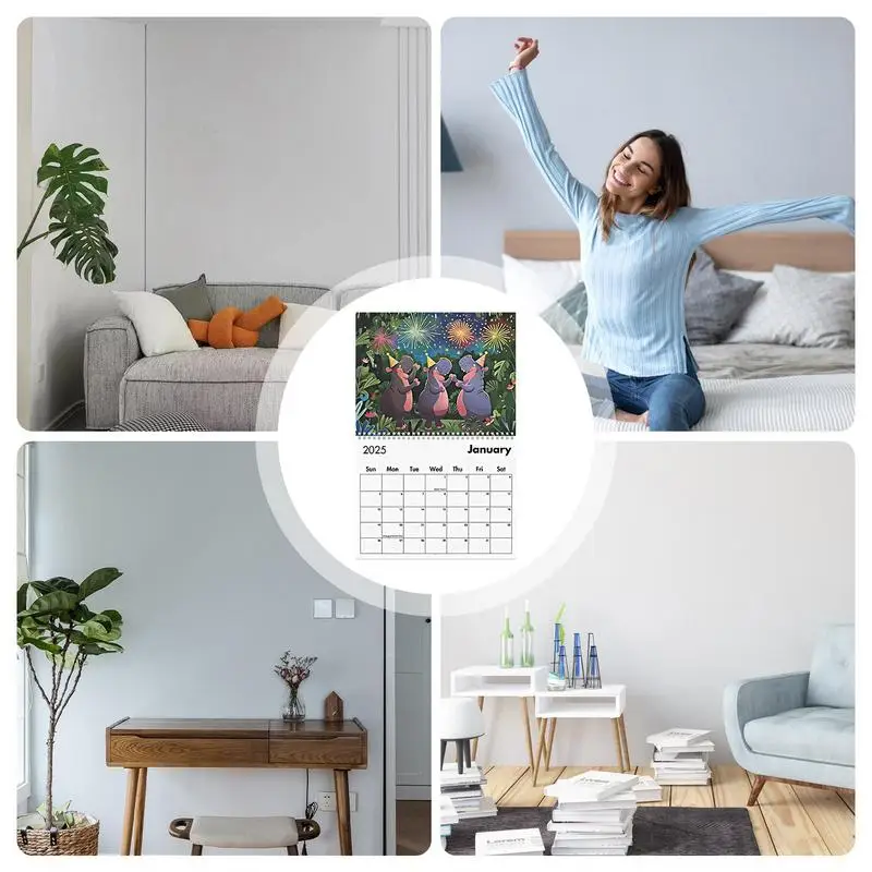 Календарь бегемота на 2025 год забавный подвесной календарь плотная и прочная