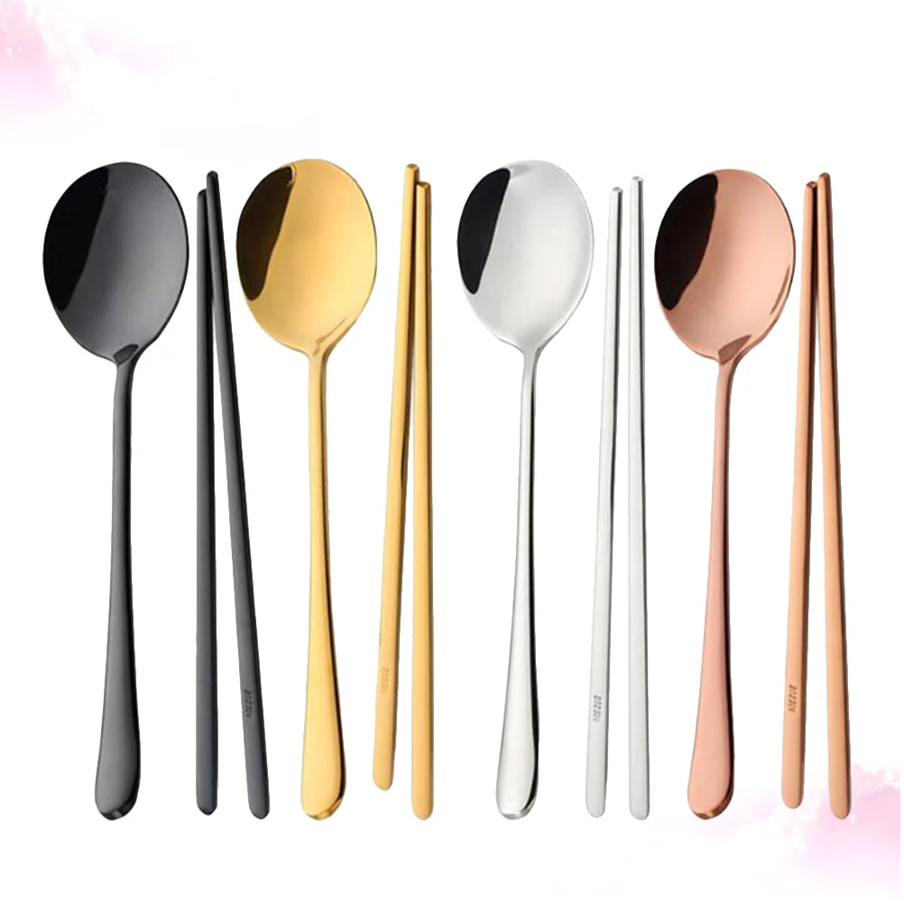 

4 Sets Dinner Service Tableware Stainless Steel Silverware Silverware Flatware Metal Tableware Stainless Steel Chopsticks