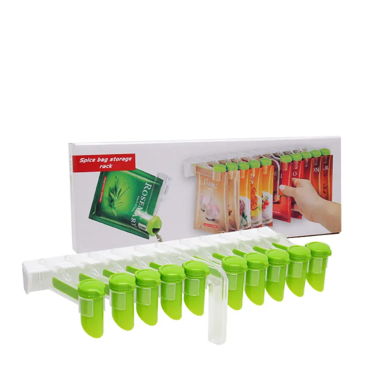 

Kitchen Seasoning Rack Housekeeper on Wall Sealing Clip Storage Organizer Hole Free Accessories Organization Home Garden