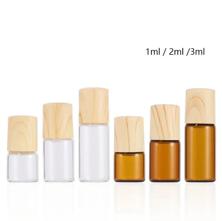 

Amber Clear 1ml 2ml 3ml 5ml Roll On Bottle Glass Roller Vials with Plastic Bamboo Cap SN1376