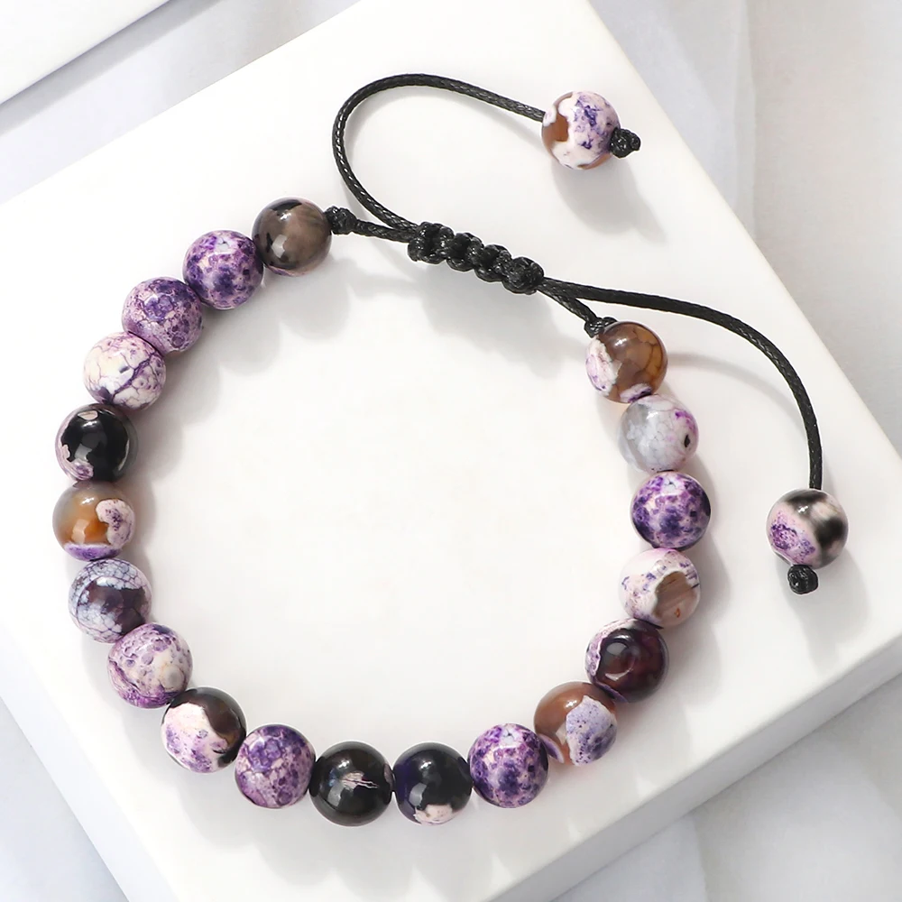 Браслет из натурального агата для женщин и мужчин регулируемый браслет ручной