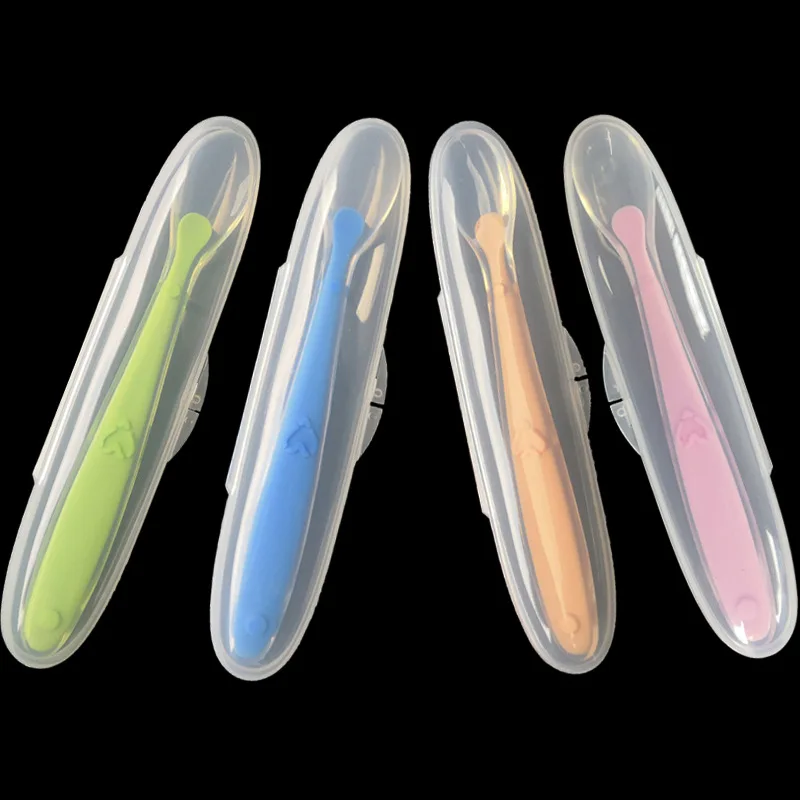 Baby Soft Silicone Feeding Spoon Dishes Tableware Candy Color Temperature Sensing Spoon Utensils Children Food Baby Feeding Tool