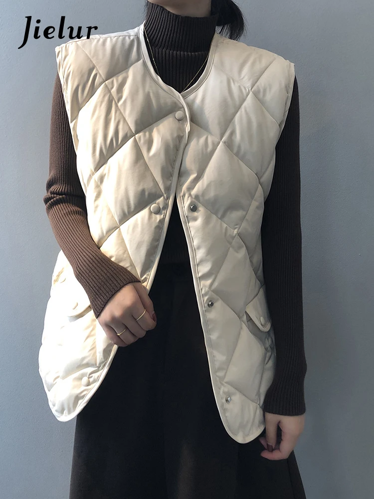 

Jielue Women Vests Loose Cotton Stylish Minimalist Casual Feminino Waistcoats Lazy Korean Style Retro All-Match Autumn Harajuku