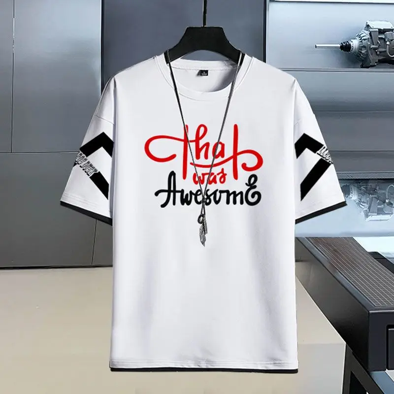 Men's Suit Summer Korean Fashion All Matching and Handsome Short Sleeve T-shirt Large Loose Casual Sports Two Piece Set