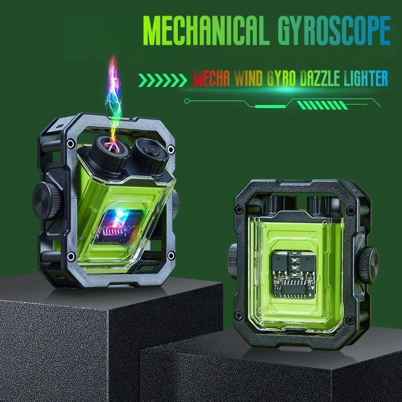 

Windproof Double Arc Pulse Electric Lighter Creative Decompression Gyro Type-c Charging Smart LED Power Display Metal Lighter