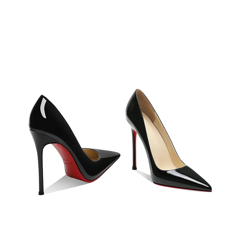 Black Bright Red bottom Pumps Super Sexy Shallow High Heels Luxury Shoes With Pointed Toe or Bridal Spring Summer Autumn