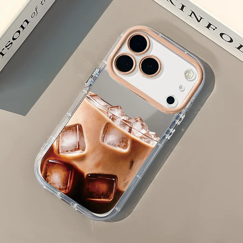 Фото Модный прозрачный чехол для телефона с узором «Ледяной кофе» для iPhone 17 Pro Max, 17 Air, 11, 12, 13, 14, 15, 16 Pro, XS, X, XR, 8 Plus, мягкий чехол №1