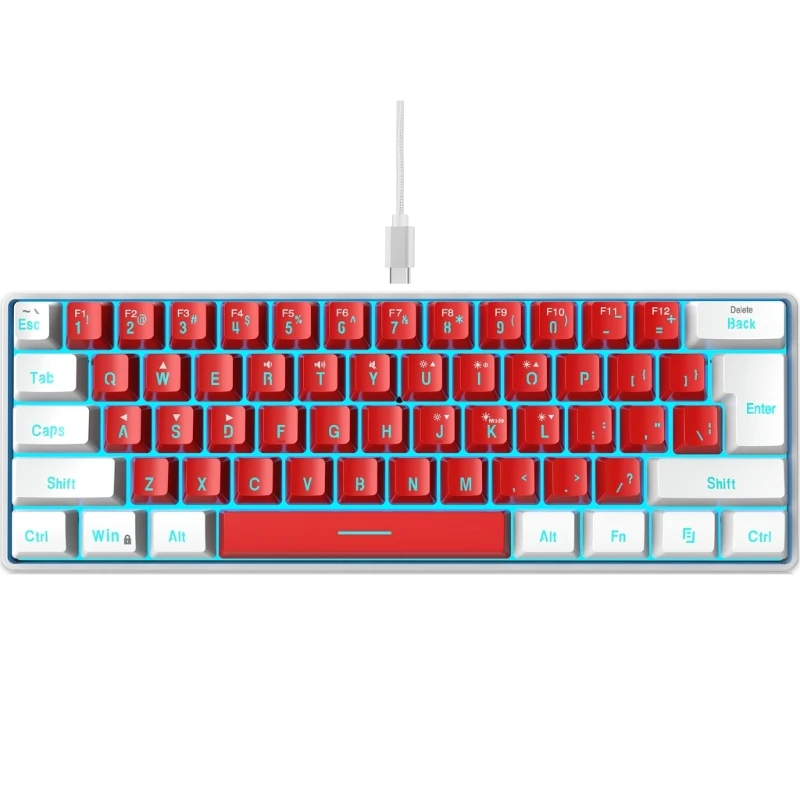

Wired Gaming Keyboard RGB Backlit Ultra-Compact Mini Keyboard Waterproof 61 Keys Top Quality