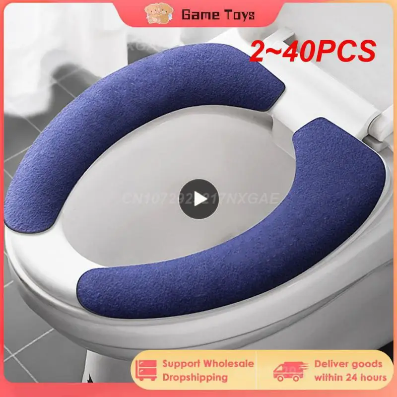 

2~40PCS Universal Adhesive Toilet Pad Flannel Toilet Seat Covers Reusable Toilet Seat Filling Washable Bathroom Mat Seat Cover