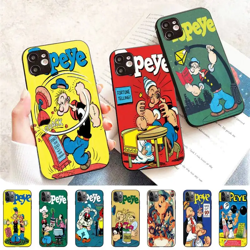 

Retro cartoon illustration po pe ye spinach Phone Case for iPhone 11 12 13 Mini Pro Max 8 7 6 6S Plus X 5 SE 2020 XR XS