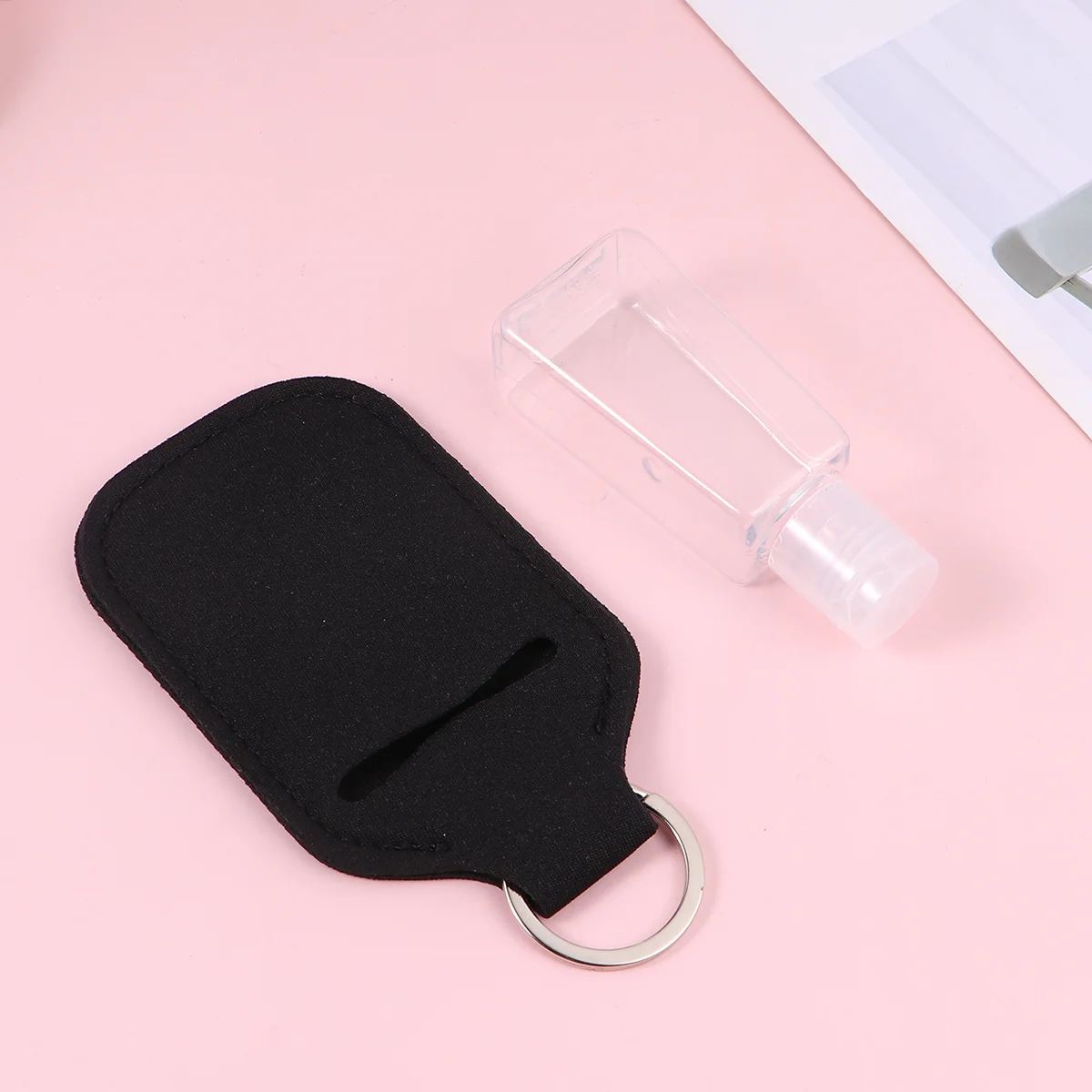 

4 Sets Empty Travel Bottle with Keychain Holder Cap Bottles 30ml with Keychain Carriers Cover for Travel Liquids Lotion