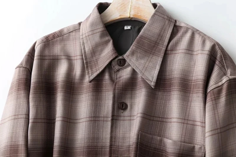 Jenny&Dave Japanese Style England Flannel Plaid Checked Vintage Loose Shirt Man Casual Blouse Man Tops