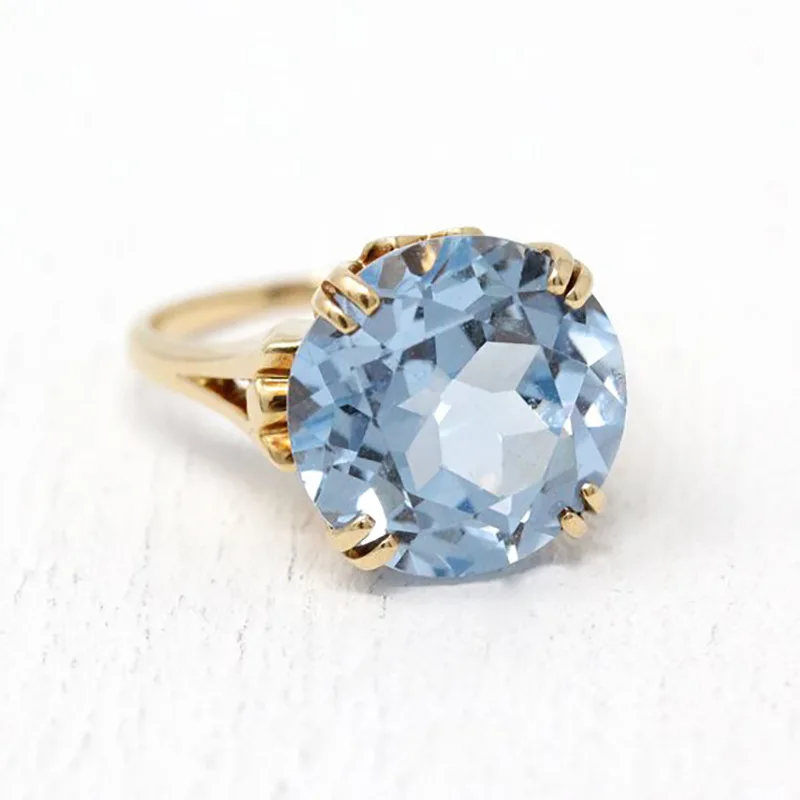 

European and American Style 14K Gold female ring luxury fashion Navy diamond ring