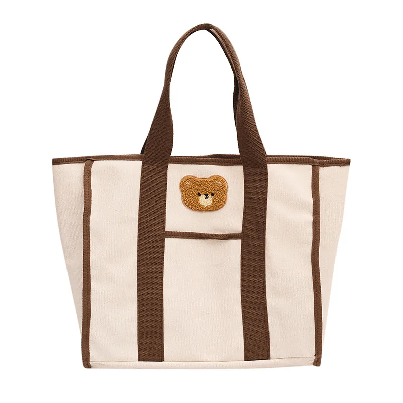 

2654 Large Capacity Canvas Handbag Women's Joker Niche Shoulder Commuter Literary Shopping Portable Cloth Bag