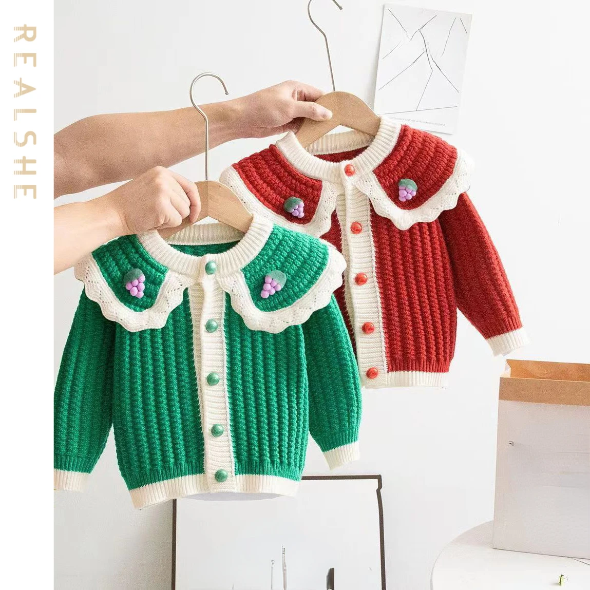 

Kids Girls Cardigan Sweaters Autumn Winter Long Sleeve Floral Knit Baby Girl Sweater Jacket Children Sweater Coat 2023