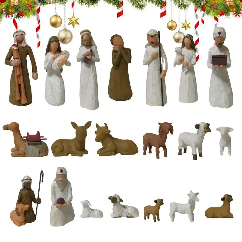 

Christmas Manger Group Ornaments Religion Jesus Was Born Christmas Gifts Resin Crafts Christmas Decoration Holiday Gift 20PCS