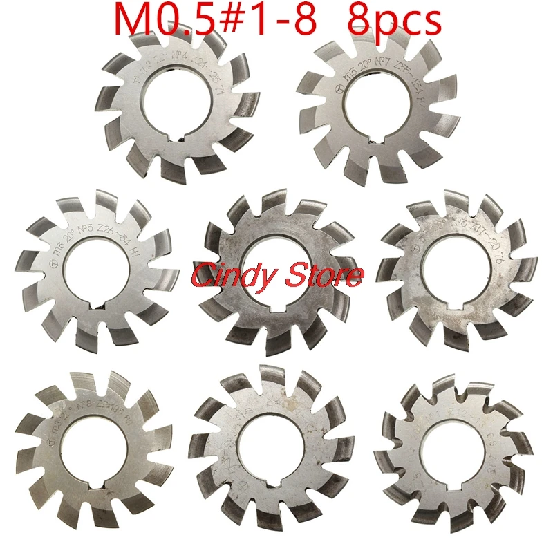 

Module 0.5 M0.5 PA20 Degrees Bore 16mm #1-8 HSS Involute Gear Milling Cutter High Speed Steel Milling Cutter Gear Cutting Tools