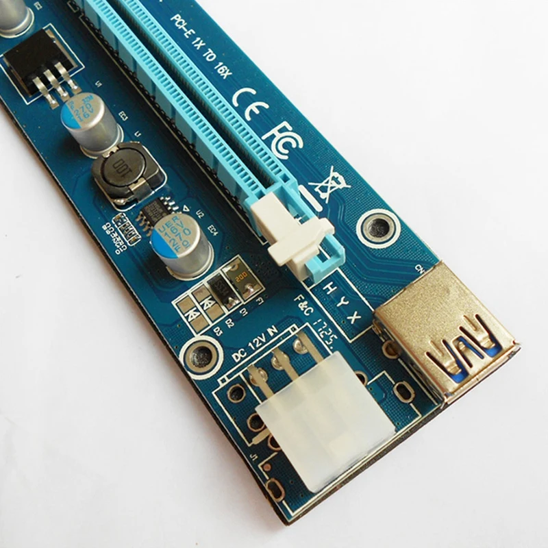 2 шт. Райзер-карта VER006C PCI-E 1X до 16X 60 см USB 3 0 кабель SATA на 6 контактов шнур питания для
