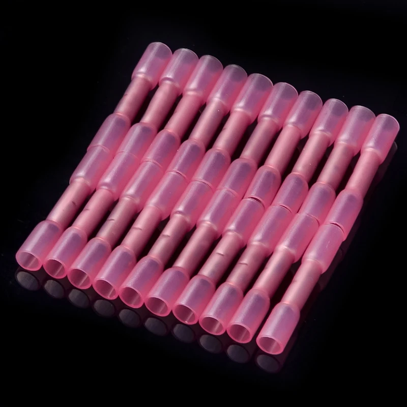 100 шт., красные термоусадочные клеммы 22-18 AWG