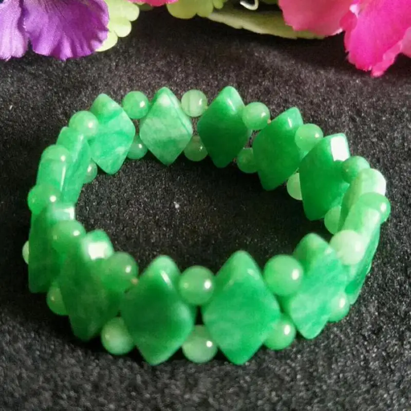 

Natural Green Jade Wide Bracelet Men Women Fine Jewelry Jadeite Myanmar Emerald Jades Stone Beaded Bangle Lucky Amulet Bracelets
