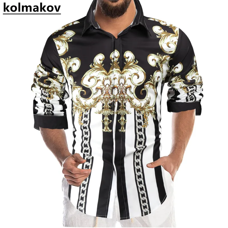 

2022 Spring and Autumn New Men's Classic Fashion Printed Long-Sleeve Shirt Slim Casual and Comfortable Men's High-Quality Shirt