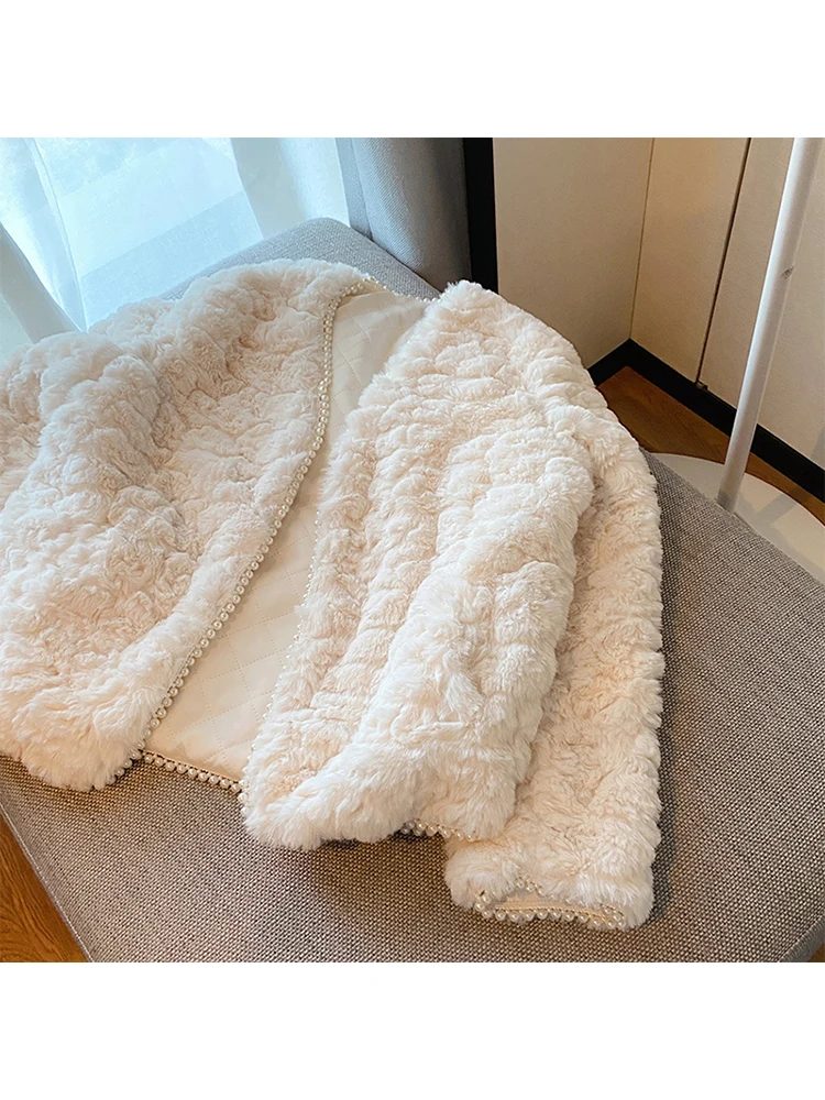 

Soft Teddy Coat Women Long Sleeve Tops Fur Jacket Korean Thick Warm Solid Loose Covered Button Plush Outerwear Winter 2022
