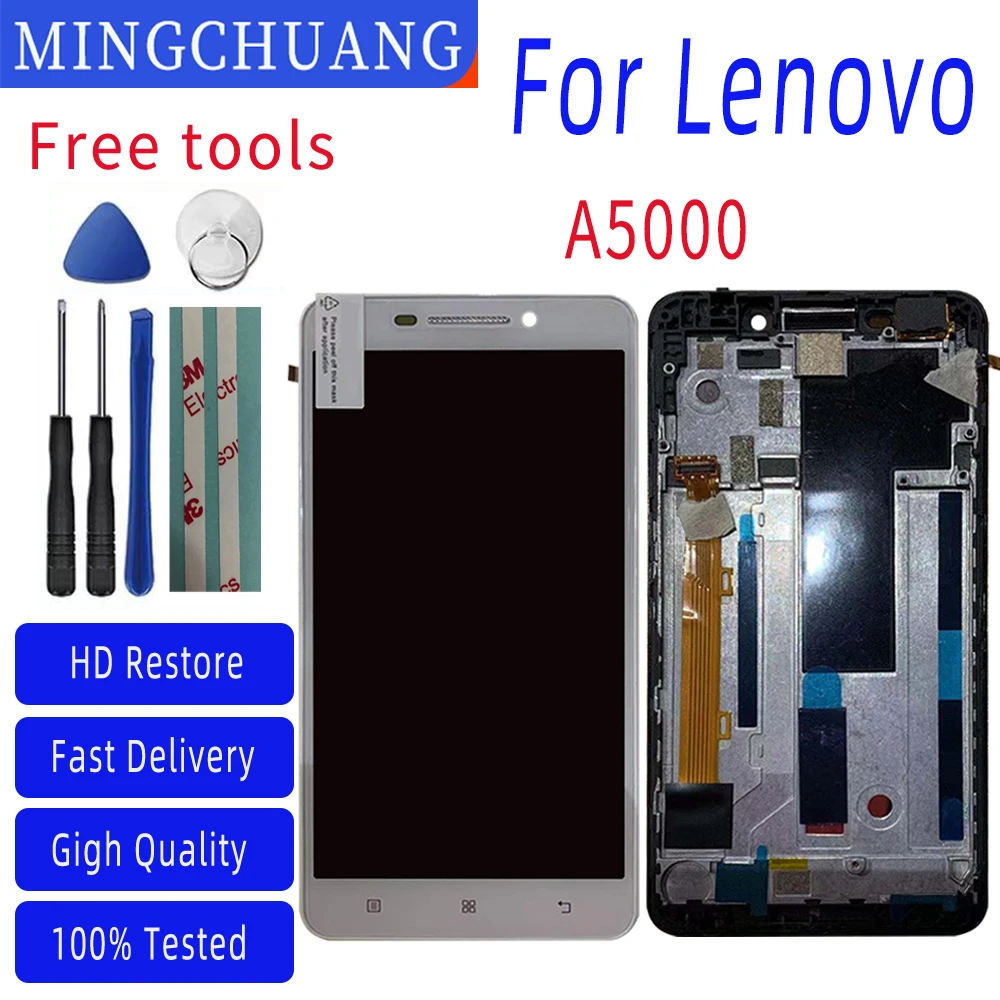 

Оригинальный 5,5 дюймов для Lenovo A5000 Мобильный телефон LCD сенсорный экран Сенсорная панель в сборе запасные части