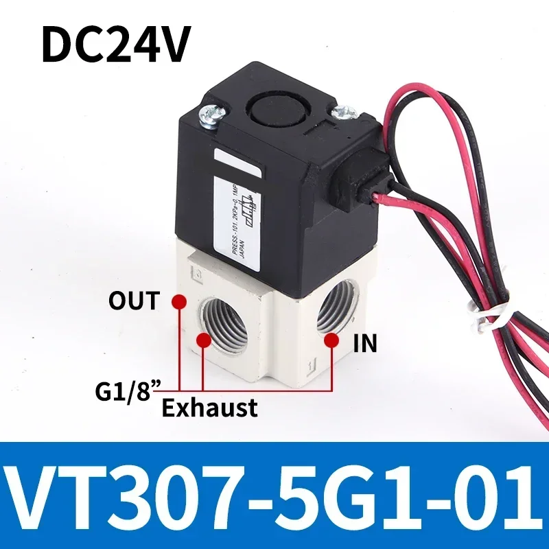 

Серия VT307 1/8 "1/4" DC 24 В AC220V 2-позиционный 3-ходовой высокочастотный электромагнитный вакуумный клапан VT307-5G-02 VT307-4G-01 VT307V-4G-01
