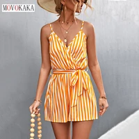movokaka summer sexy jumpsuit women striped high waist straight wide leg pants woman playsuits slim strap casual female jumpsuit