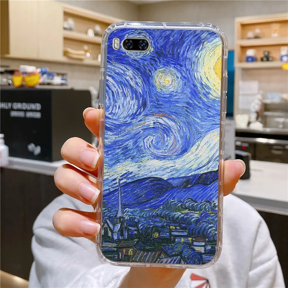 V-Van Gogh Starry Sky Art Phone Case For Huawei Mate P10 P20 P30 P40 P50 Smart Z Honor 50 60 70 Pro Lite Transparent