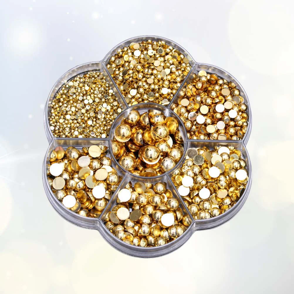

2465 Pcs Half Beads Flat Back Cabochons Jewels Nails Gemstones Phone Case Flatback Artificial Pearl Box Packaging