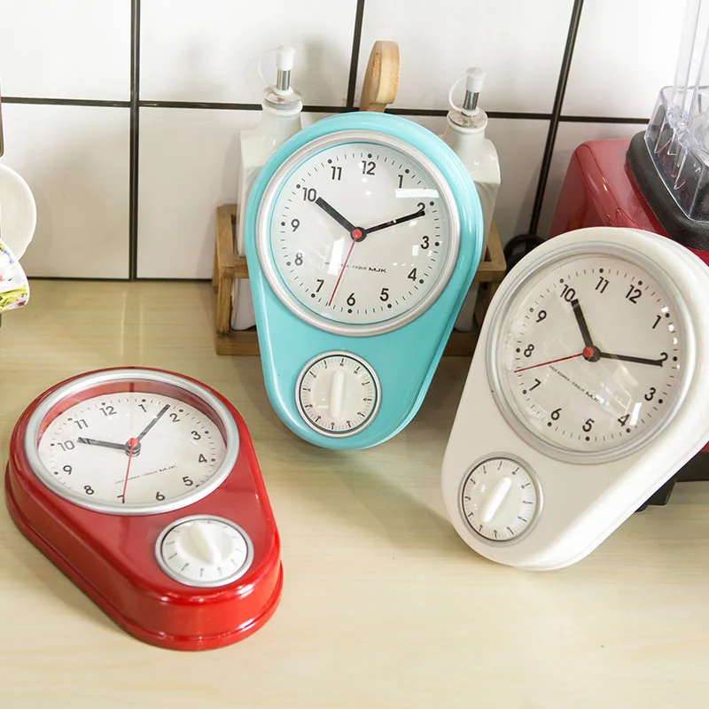 

Kitchen Free Punch Wall Clock Plastic Oval Simple Refrigerator Sticker Timer Small Wall Clock Kitchen Alarm Clock Household Item