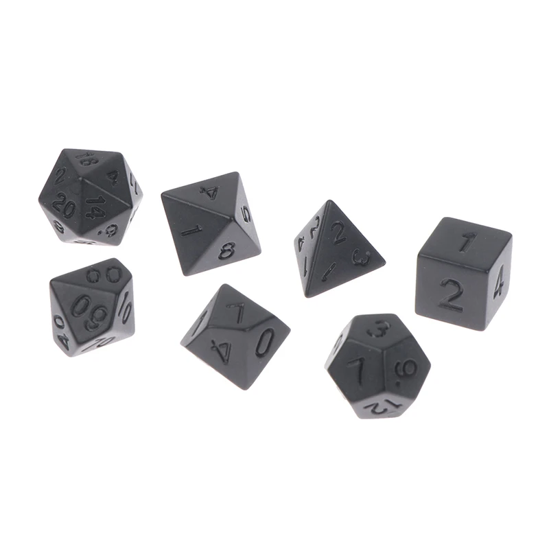 

7pcs/set Black RPG Dice Set New Personality Unprinted Polyhedron Cubes DND Board Game Digital Dice