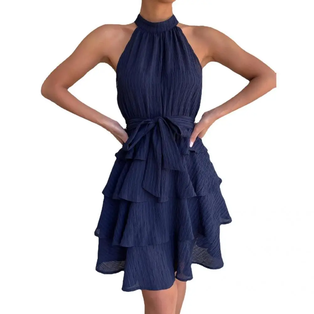 

Летнее платье, удобное элегантное вечернее платье А-силуэта с большим подолом, мини-платье, одежда для свиданий