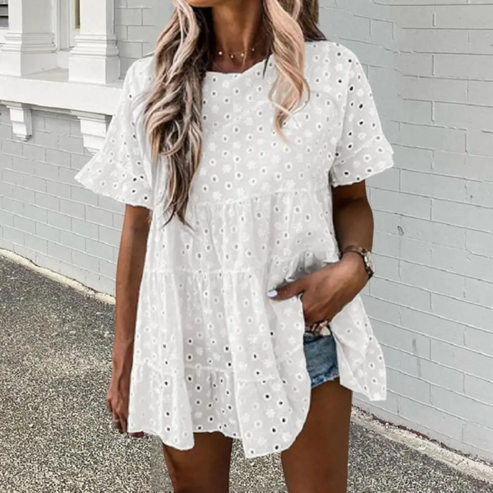 

Summer Dress Embroidered Beach Dress Hollow-out Summer Beach Dress