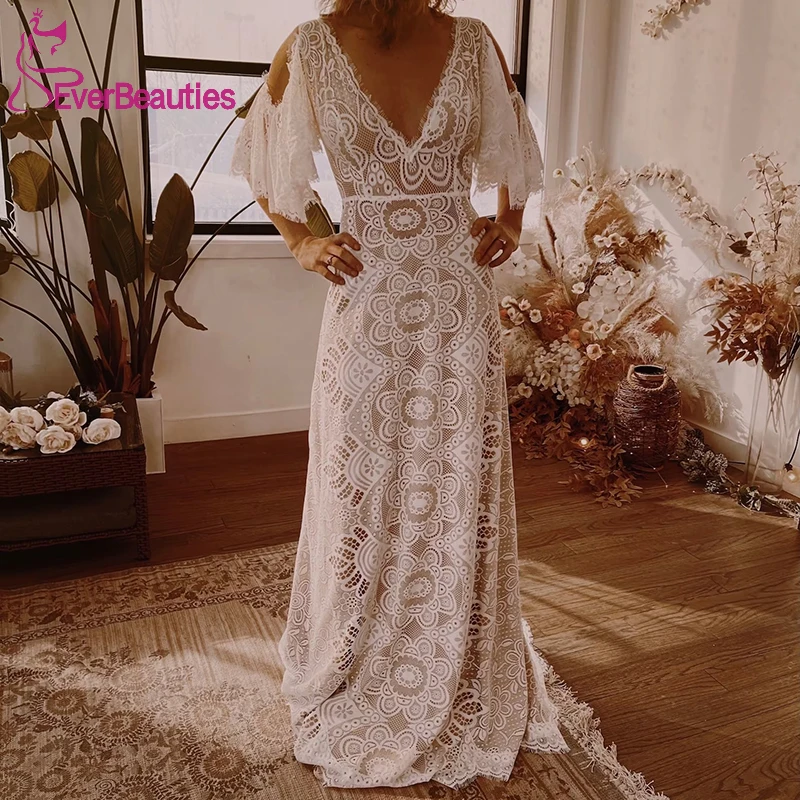 

Beach Wedding Dresses for Women Mermaid Lace Boho Vestidos De Novia Bohemian Wedding Gowns Robe De Mariage 2022