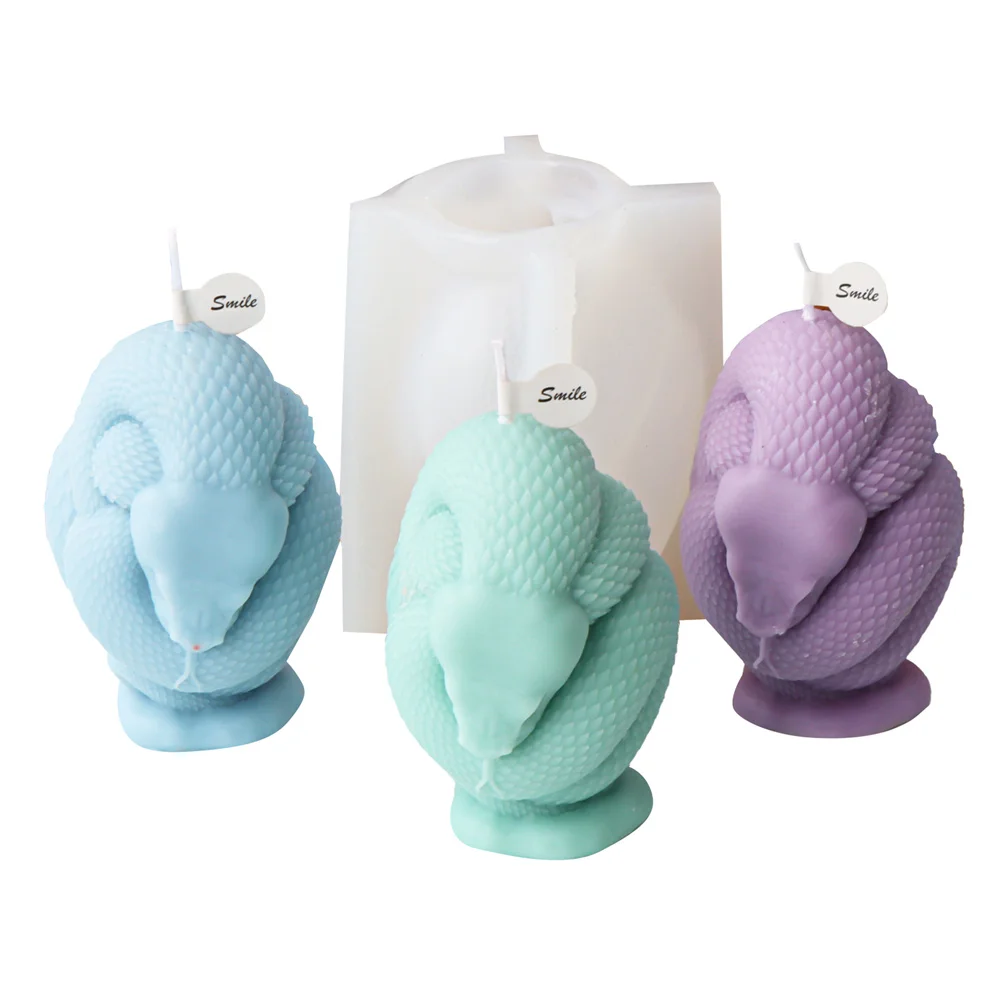 3D Fierce Snake Crouch Pillar Силиконовая форма для свечей DIY Инструмент Хэллоуин День Мыло