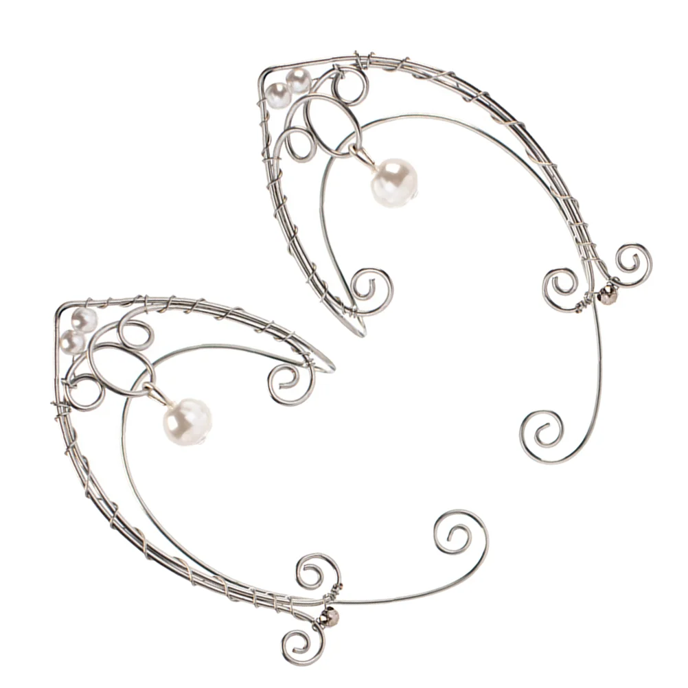 

Elf Earrings Clips Jewelries Cuff Women Non Accessories Pearl Jewellery Ears