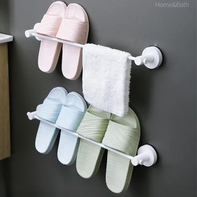 

Bathroom Slippers Rack Shoe Rack Metal Door Hanging Organizer Wall-Mount Shoe Hanger Shelf Towel Rag Rack Wall Storage Holder