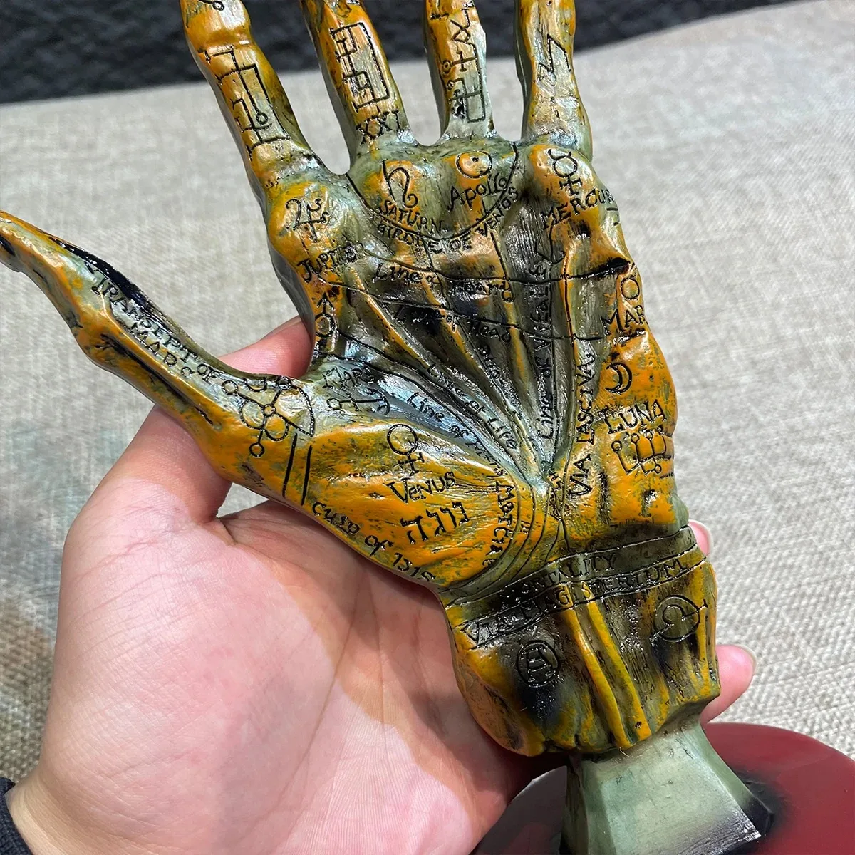 Фото Смола Бронзовая Palmistry Ручная Статуя Хиромантия Fortune Teller Palm Model Оккультная Мистическая Скульптура Древний Декор Мудрости №3