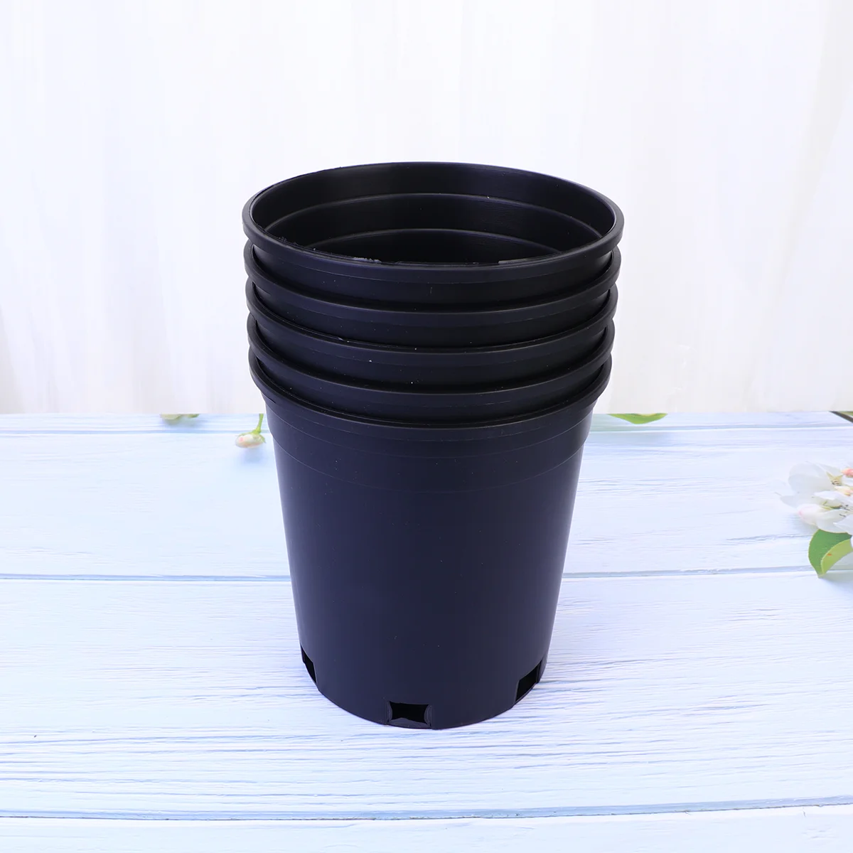 

5pcs Flower Nursery Pot Round Pot Garden Starter Pots Grow Vase Container ( Black 1 Gallon Capacity )