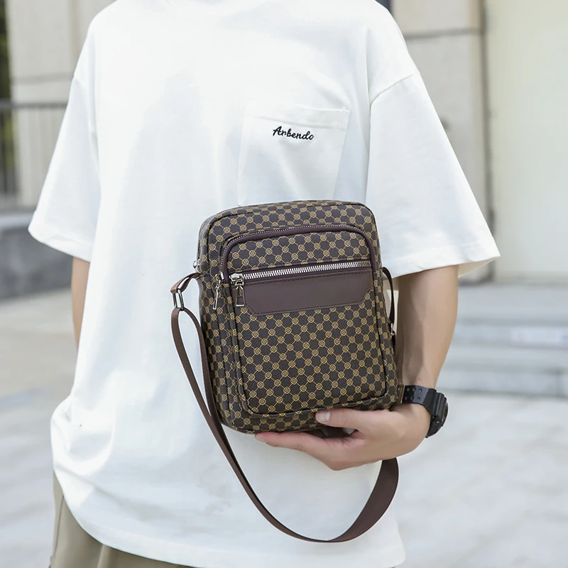 Повседневные мужские сумки на плечо из искусственной кожи большой вместимости