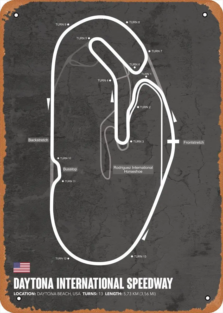 Плакат Motorsport Crcuts Dyton Speedwy 8x12 nch Retro Vntge Metl Sgn Home Mn Cve rt