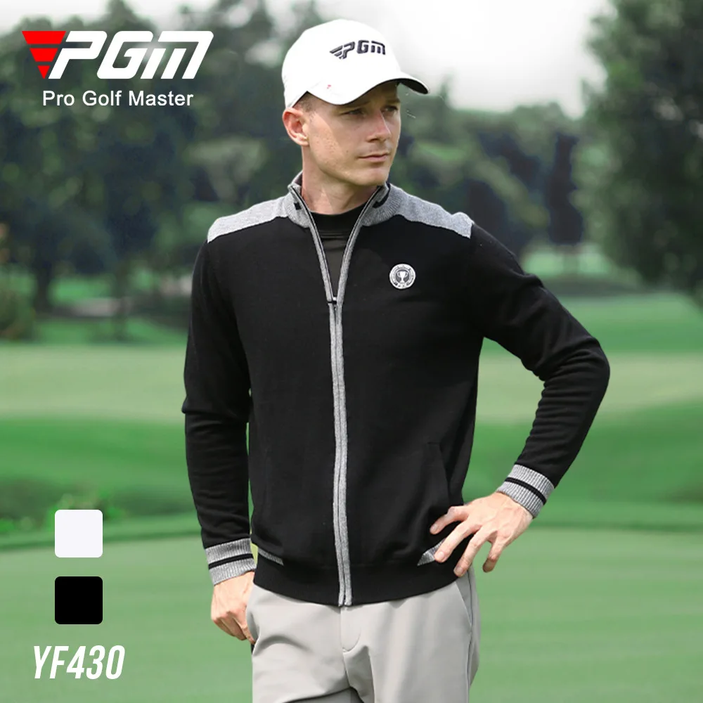 PGM Golf Sport Sweater Jacket Men's Long Sleeve Polo Sweater Coat Leisure Warm Knitted Man Spring Autumn Golf Clothing for Male
