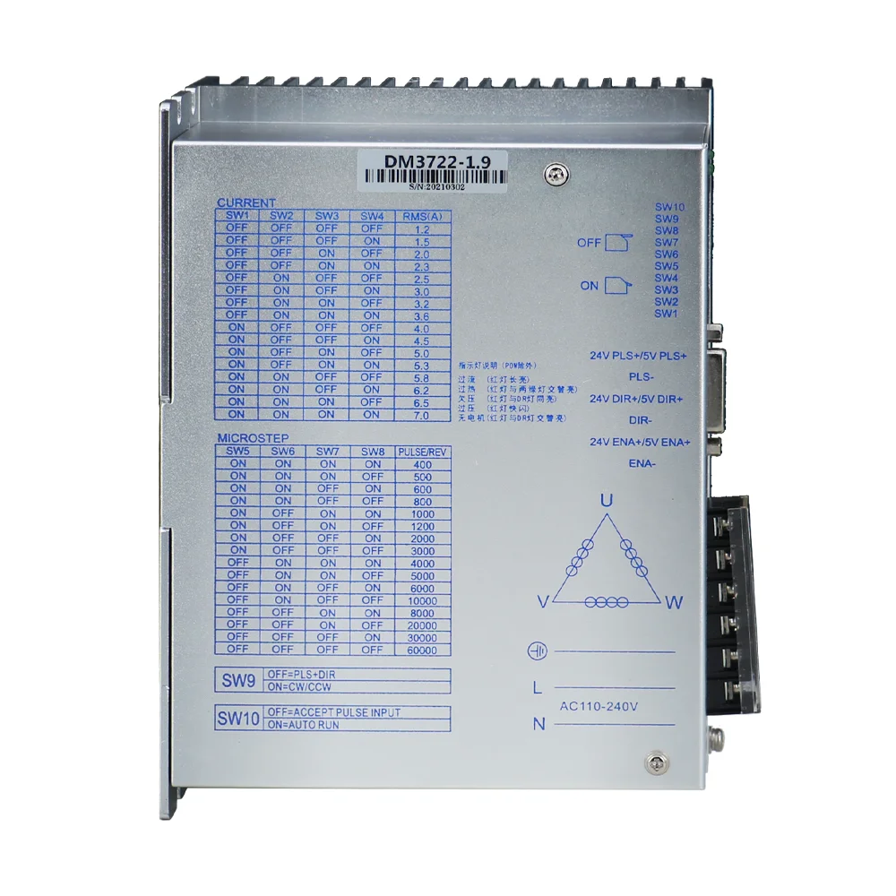 

1Pc DM3722 Three Phase Digital Driver Fit 110 130 Nema42 Nema52 110BYGH350D Stepper Motor 7A AC110-240V For CNC Milling Router