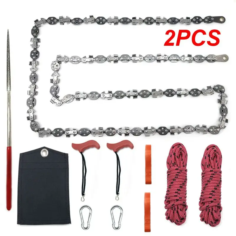 

2PCS Inch Hand Rope Chain Saw Sharp Manual Tree Limb Chain Saw with 68 Teeth Folding Pocket Rope Chainsaw Tree Cutting Tool