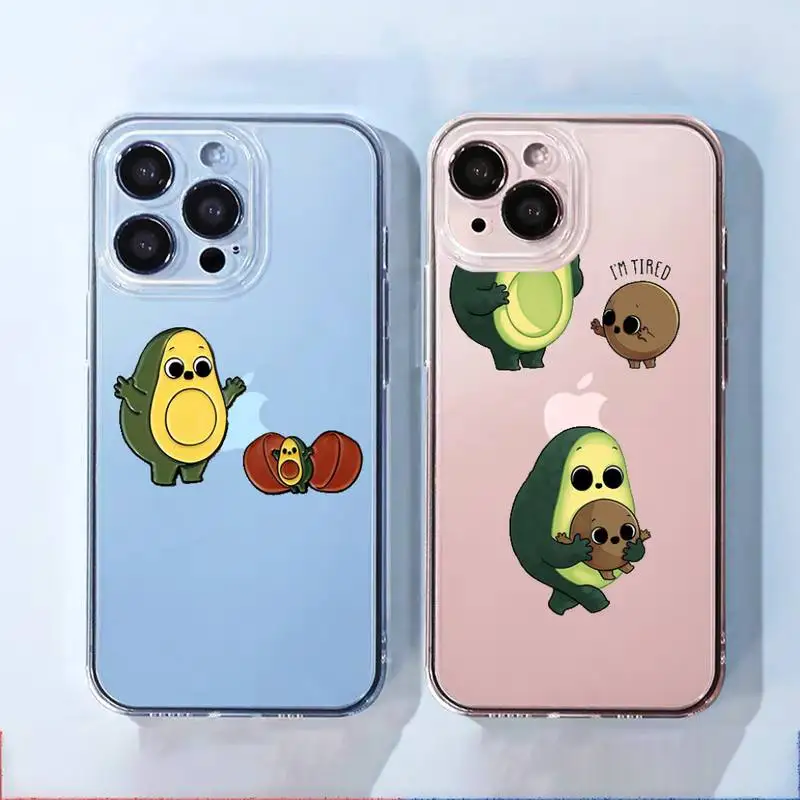 

Avocado cartoon lovely funny Phone Case Transparent soft For iphone 12 11 13 7 8 6 s plus x xs xr pro max mini